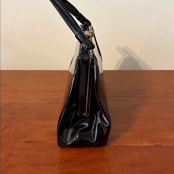 vintage Black Patent Leather Clutch - Picture 3 of 12
